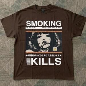 Gildan Men Brown T-Shirt, Brown Smoking Kills Gril Graphic Tee